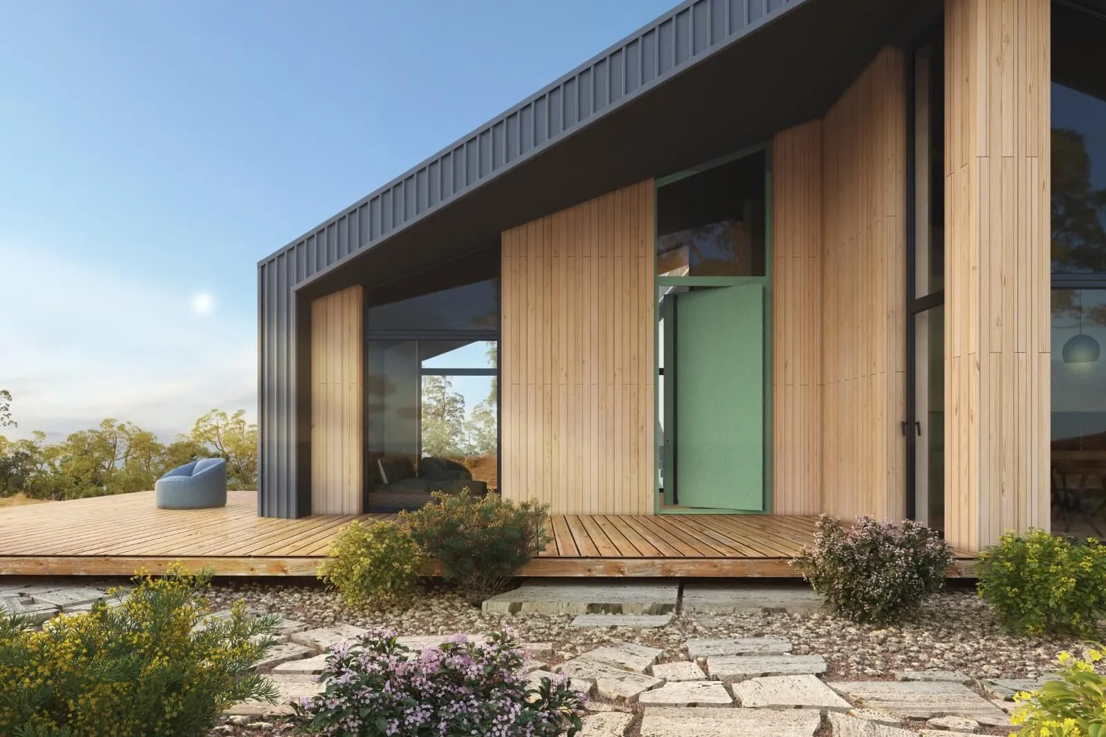 Drzwi PIRUE w minimalistycznej architekturze domu jednorodzinnego